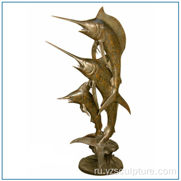 Жизнь размер бронзовая рыба скульптура для украшения сада